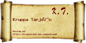 Kruppa Tarján névjegykártya